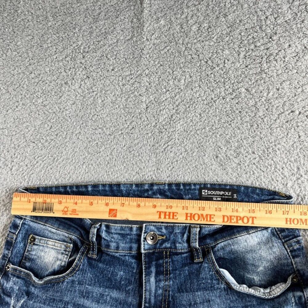 Southpole Shorts Mens 34 Blue Bermuda Denim Jean‎ Slim Ripped Stretch Bike [35] - Picture 11 of 13